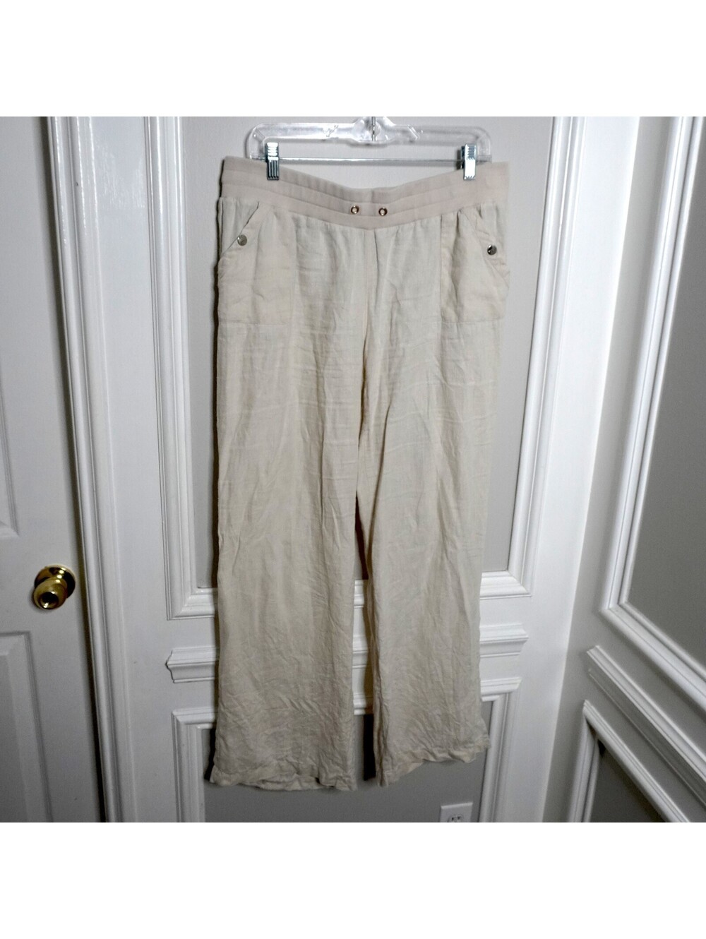 Guess Women's Beige Linen Blend Casual Pants Size L